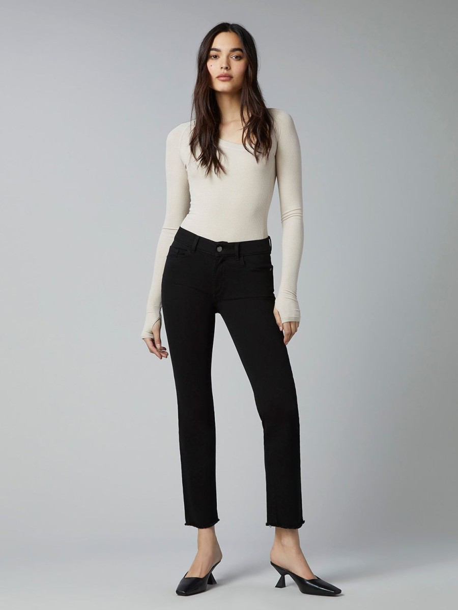 Women DL1961 Jeans | Mara Straight Ankle-Black Peached Raw