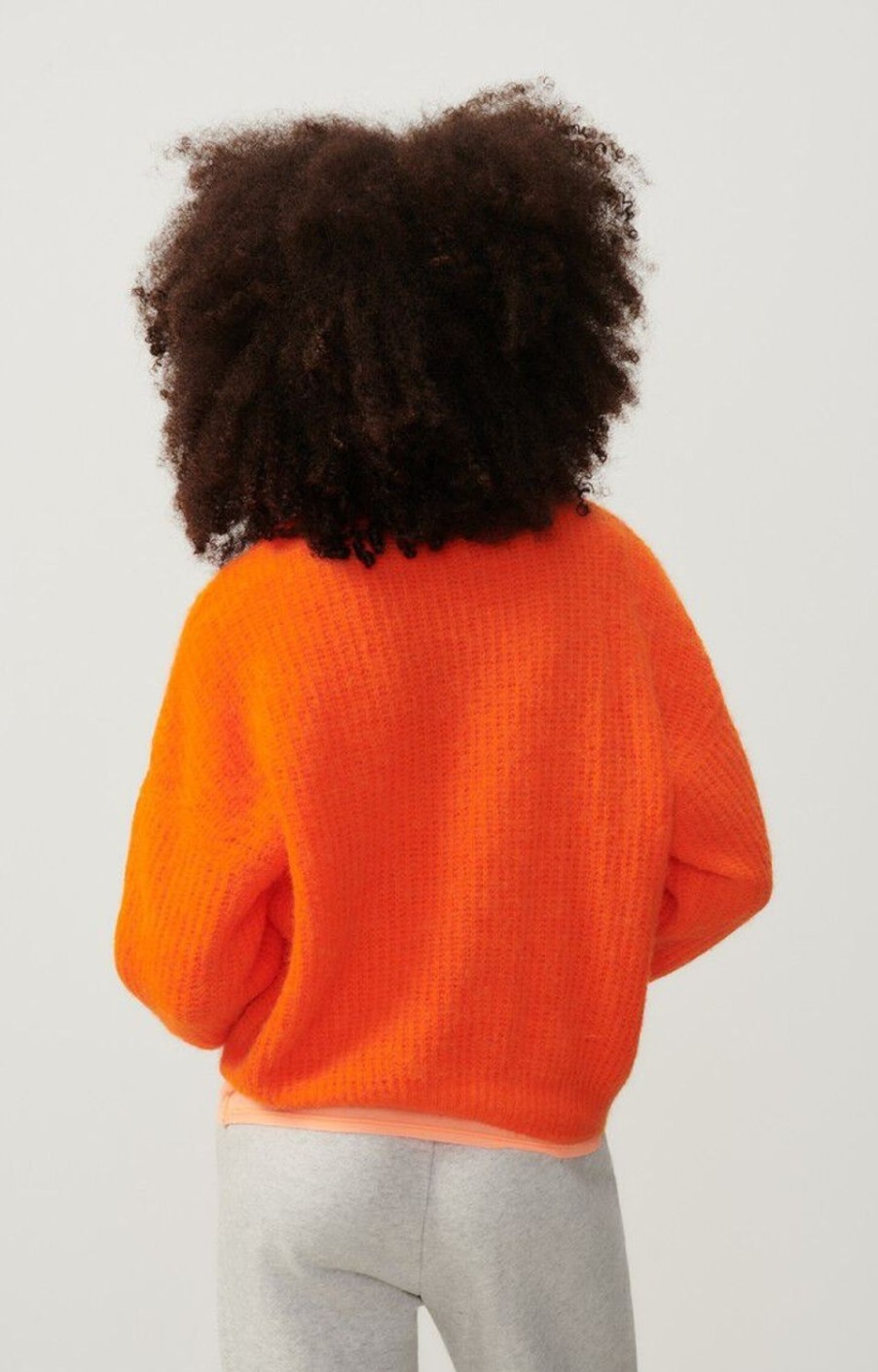 Women American Vintage Knitwear | East Round Neck Knit-Orange Fluo