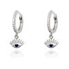 Women Boho Betty Earrings | Effy Evil Eye Hoop Silver Sapphire Cz