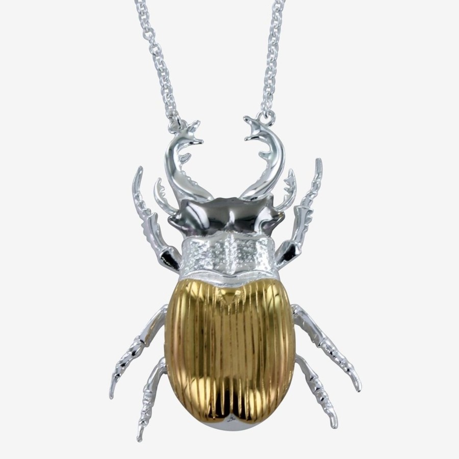 Women Reeves & Reeves Necklaces | Bb220G Gold Stag Beetle Necklace