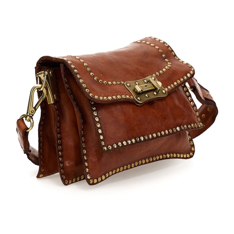 Women Campomaggi Bags | Agnese Small Crossbody Bag Studs-Cognac