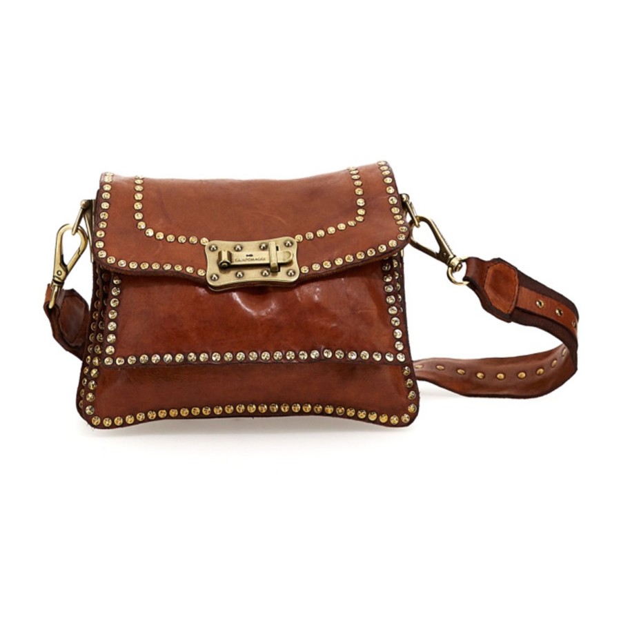 Women Campomaggi Bags | Agnese Small Crossbody Bag Studs-Cognac