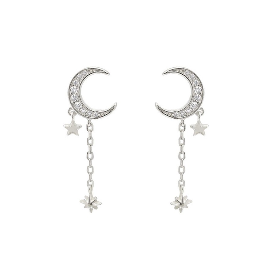 Women Icandi Earrings | E20315S Moon Drop Earrings-Silver