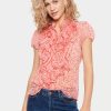 Women Saint Tropez Tops | Lilja Crinkle Ss Shirt-True Red Florals