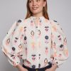 Women Vilagallo Tops | Edina Embroidered Shirt-Neon Embroidery