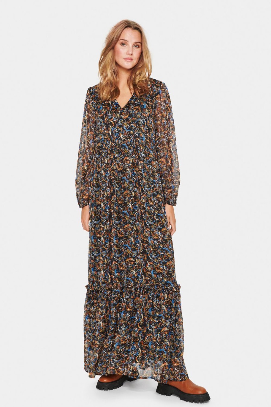 Women Saint Tropez Dresses | Rina Maxi Dress-Black B. Forest Floral