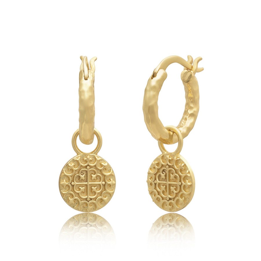 Women Azuni Earrings | Lyra Hammered Hoop And Coin Earrings