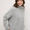 Women Culture Knitwear | Brava Rollneck-Light Grey Melange