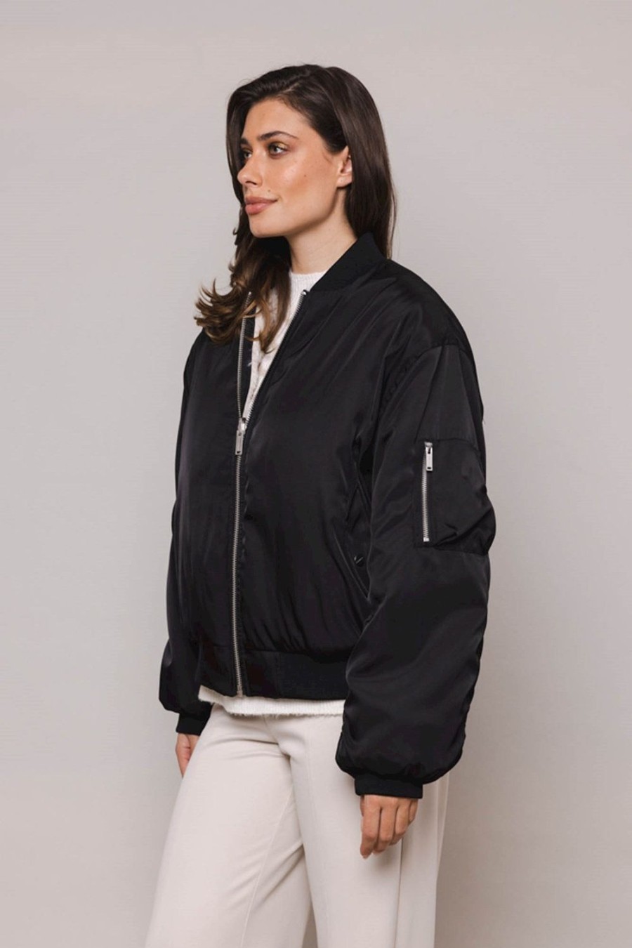 Women Rino & Pelle Jackets | James Reversible Bomber-Black And Stone