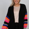 Women Doodie Stark Knitwear | Colourblock Cardi-Black Royal Orange