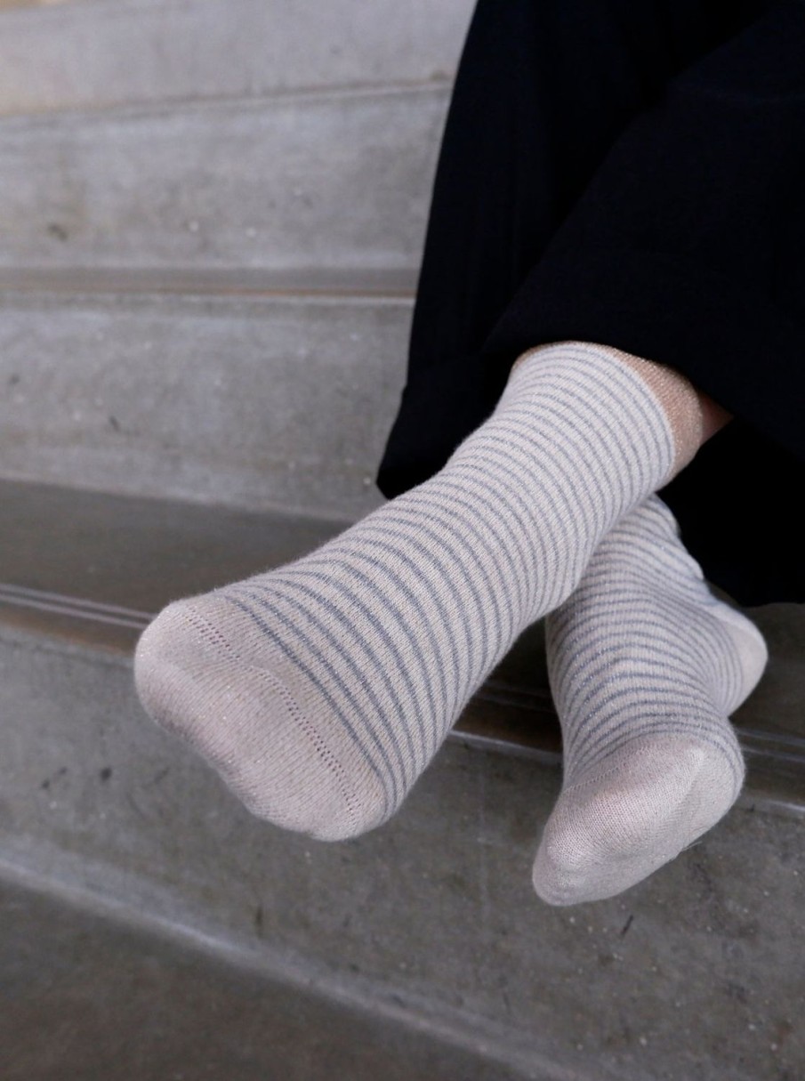 Women Black Colour Socks | Flash Stripe Socks-Off White