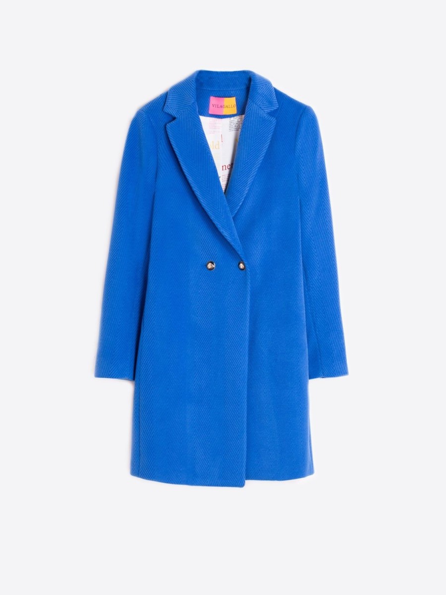 Women Vilagallo Coats | Abel Coat-Blue Herringbone