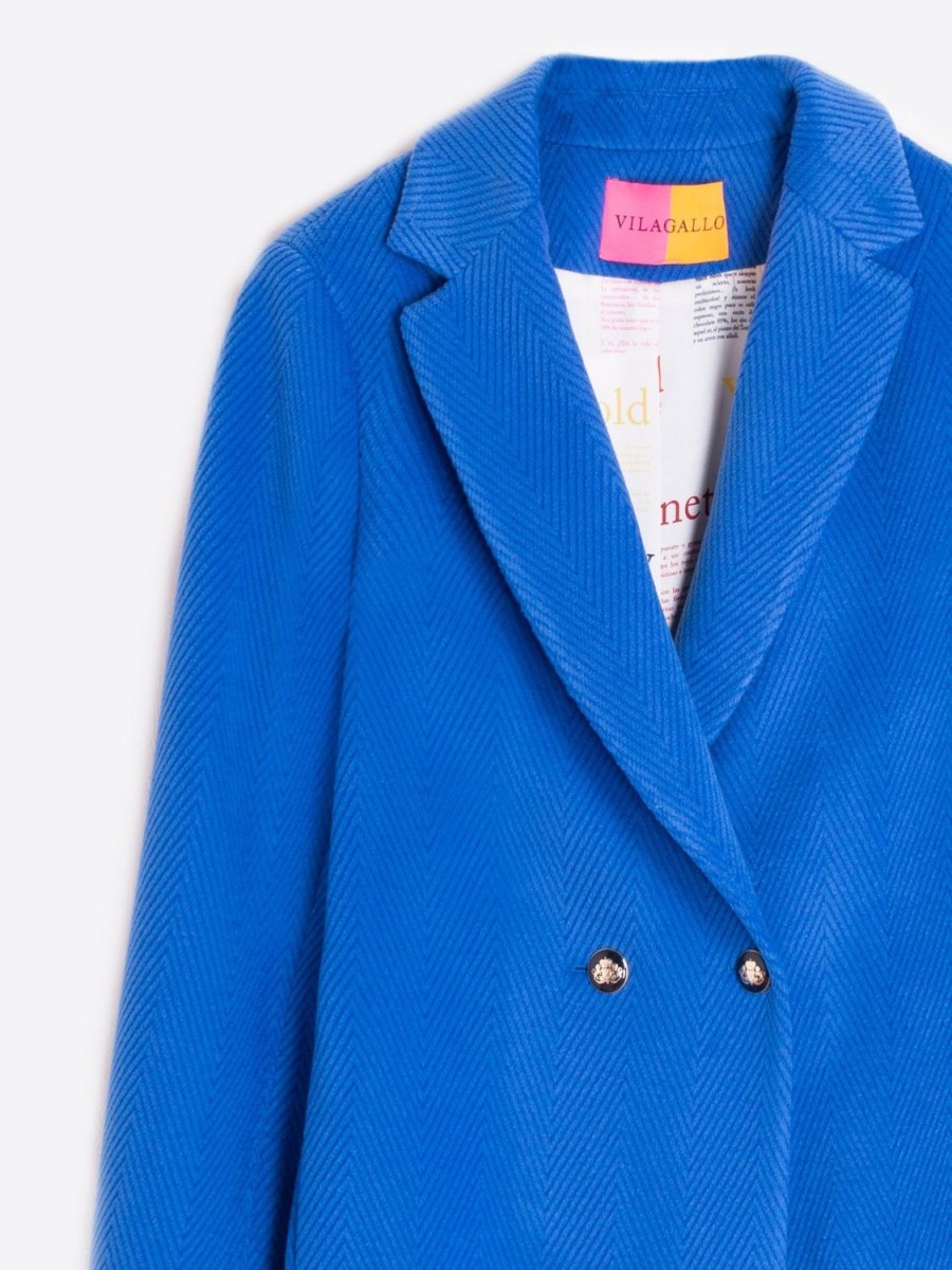 Women Vilagallo Coats | Abel Coat-Blue Herringbone