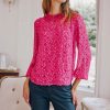 Women Aspiga Tops | Stella Printed Metallic Blouse-Pink/Red