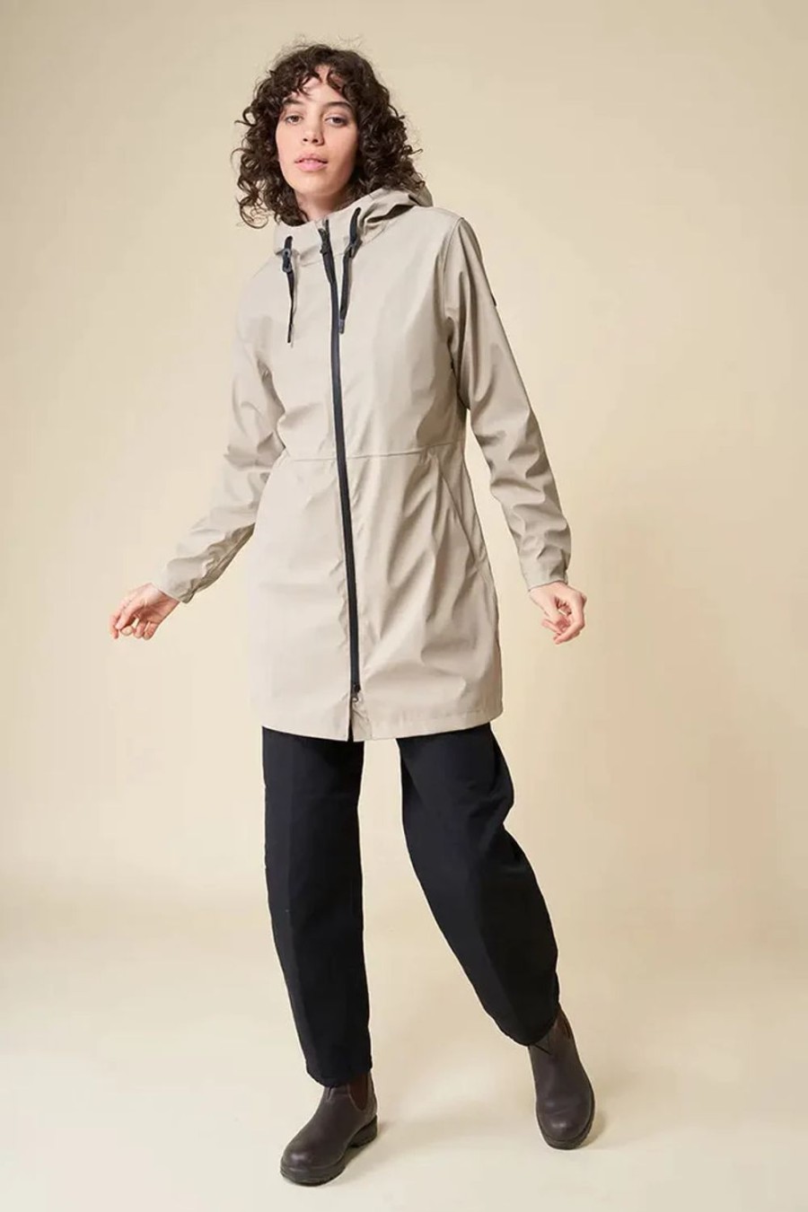 Women Tanta Coats | Vand Fleece Lined Coat-Stone Grey