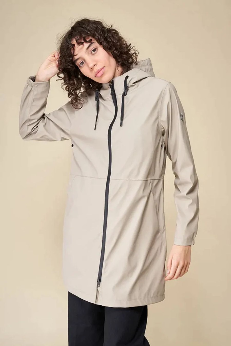 Women Tanta Coats | Vand Fleece Lined Coat-Stone Grey