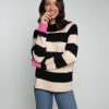 Women Nooki Knitwear | Maxine Knitted Stripe Jumper-Black Mix