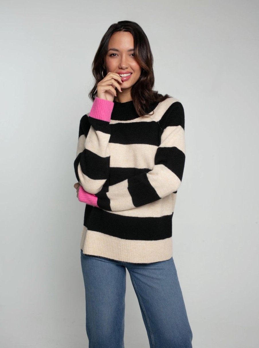 Women Nooki Knitwear | Maxine Knitted Stripe Jumper-Black Mix