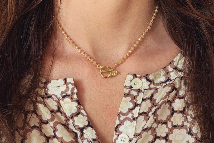 Women Boho Betty Necklaces | Prunus Champagne T-Bar Necklace