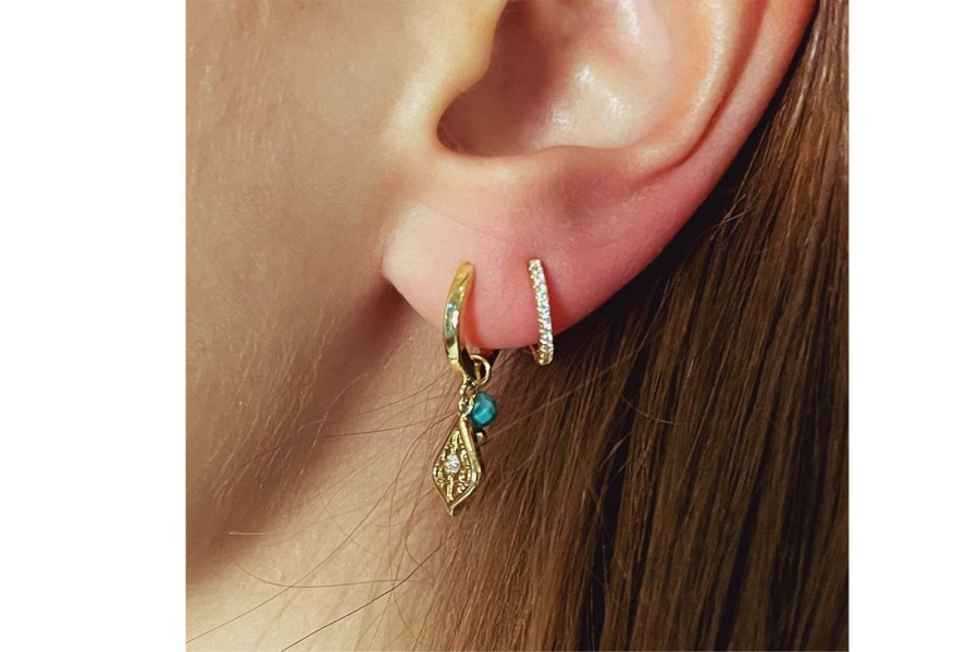 Women Boho Betty Earrings | Betty Hoop Gemstone Earring-Turquoise/Gold