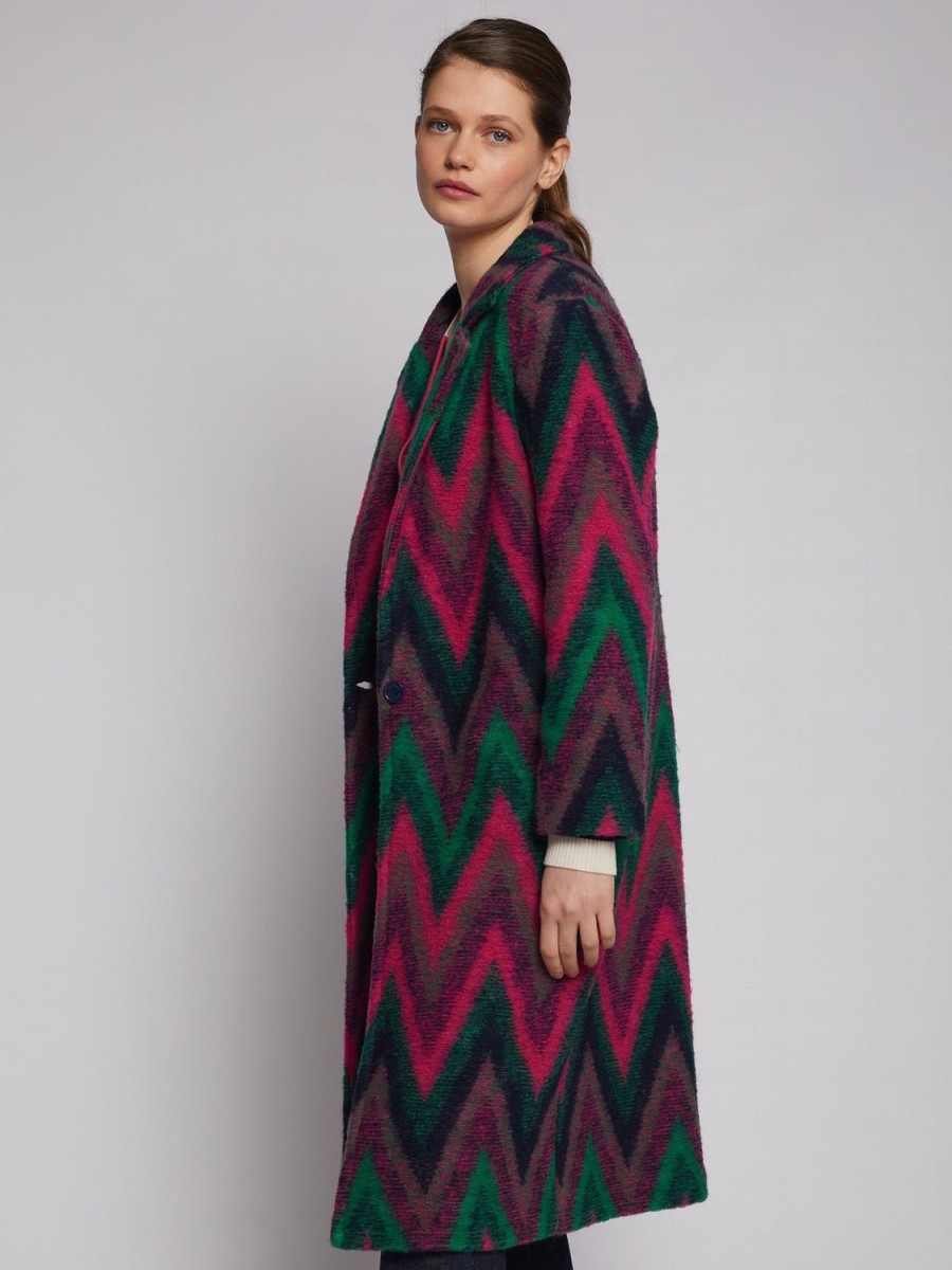 Women Vilagallo Knitwear | Yana Coatigan-Blend Zig Zag