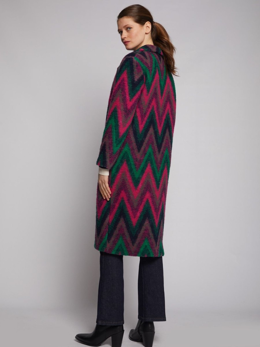 Women Vilagallo Knitwear | Yana Coatigan-Blend Zig Zag