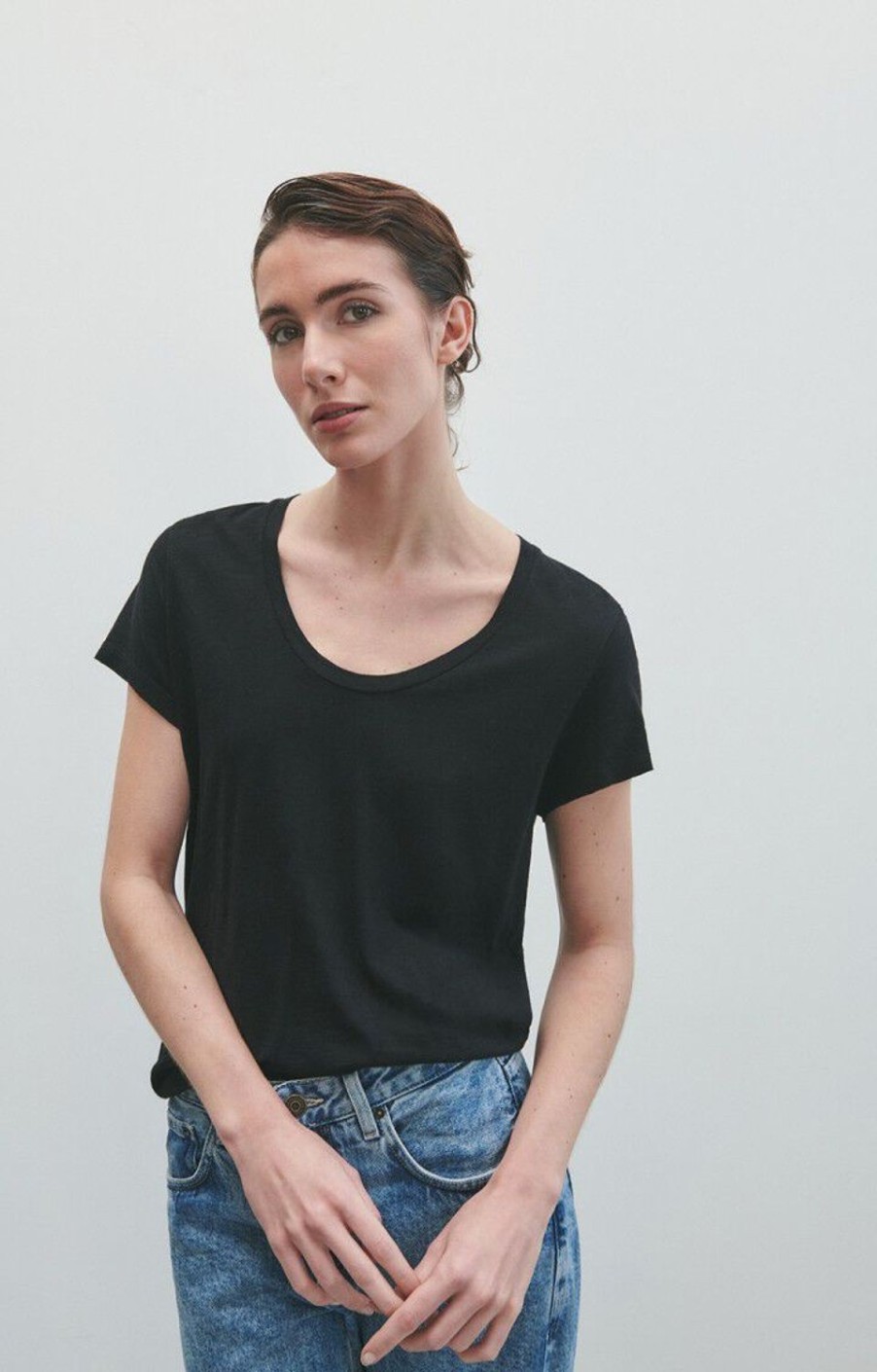 Women American Vintage Tops | Short Sleeve T-Shirt-Black