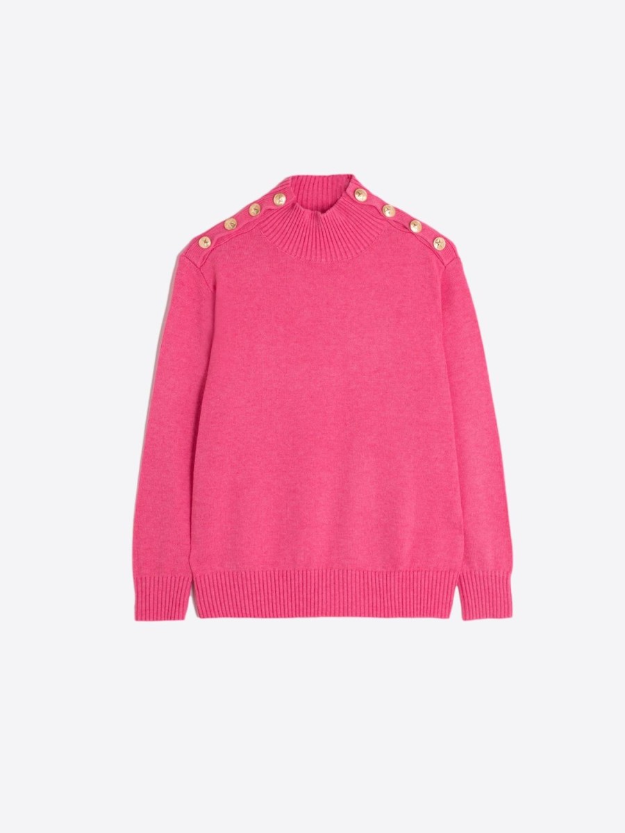 Women Vilagallo Knitwear | Button Turtle Neck Knit-Pink