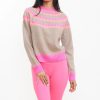 Women Doodie Stark Knitwear | Val Crew Neck Knit-Hot Pink/Brown/Neon Coral