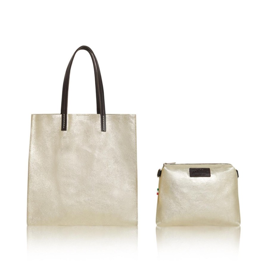 Women Doodie Stark Bags | Metallic Tote Bag-Gold