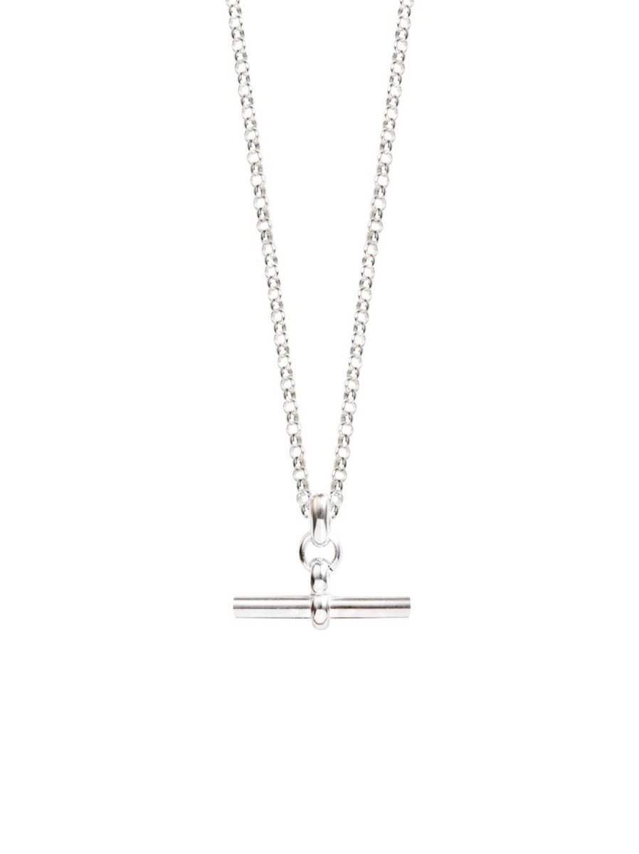 Women Tilly Sveaas Necklaces | Small Silver T-Bar On Belcher Chain