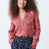 Women Lollys Laundry Tops | Helena Shirt-Red Flower Print