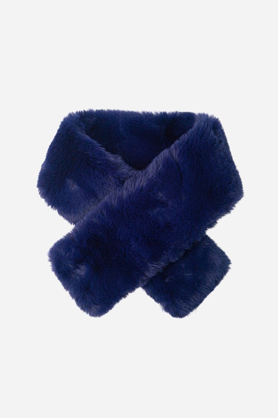 Women Doodie Stark Scarves | Short Tuck Through Faux Fur Scarf-Navy Blue