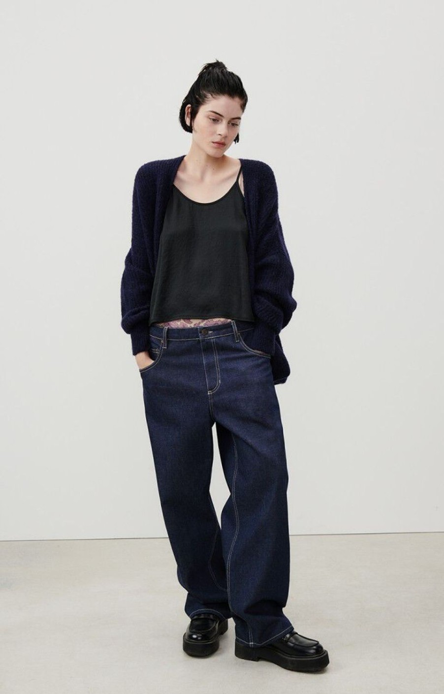 Women American Vintage Knitwear | East Cardi-Navy Chine