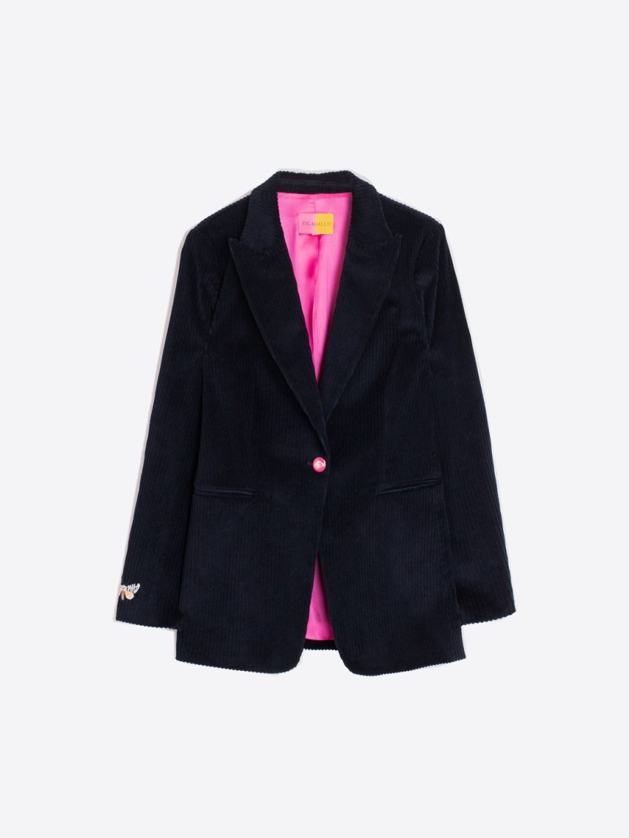 Women Vilagallo Jackets | Katrina Emb Cord Jacket-Black