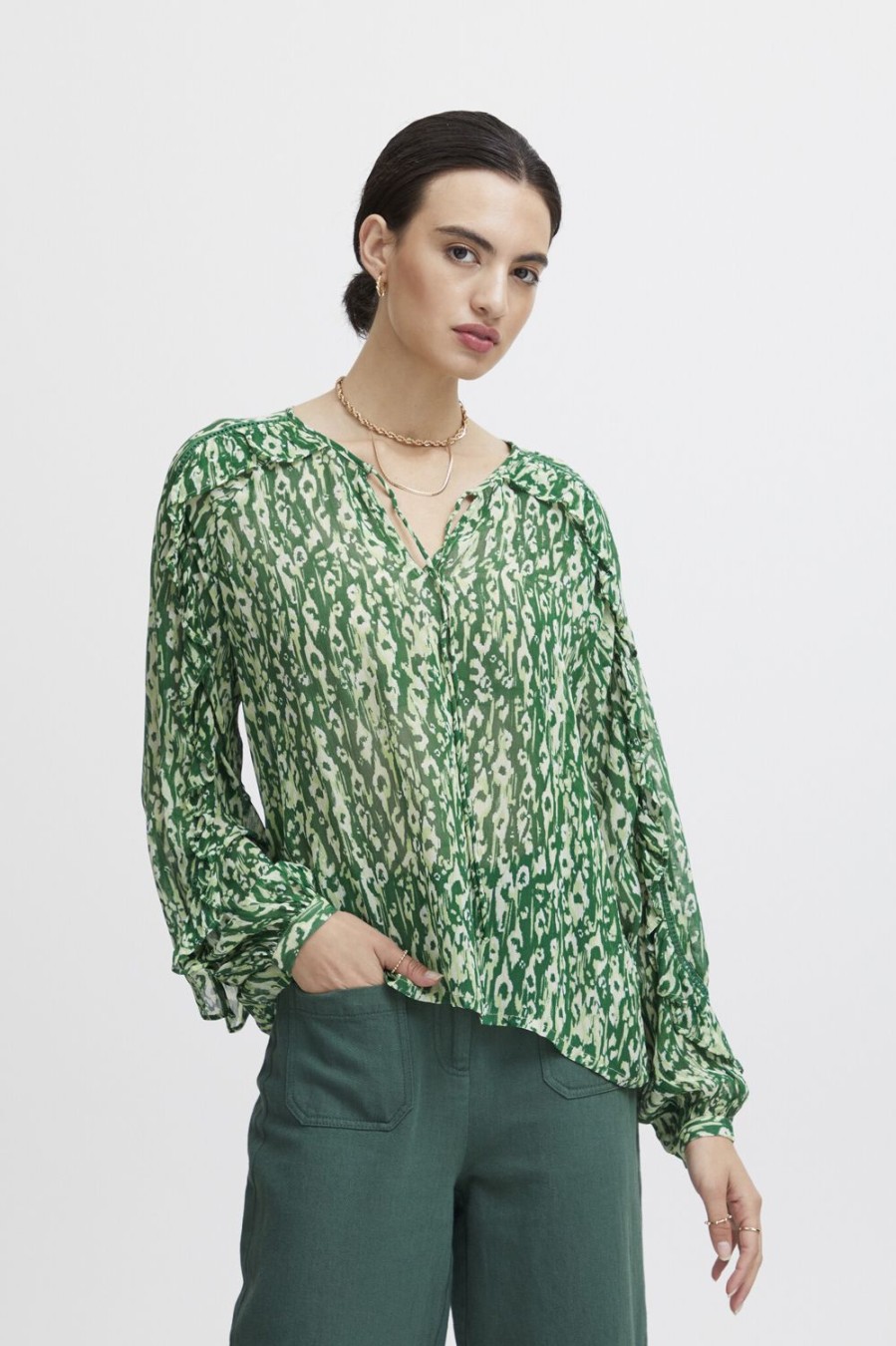 Women Atelier Reve Tops | Mimi Blouse-Pine Needle