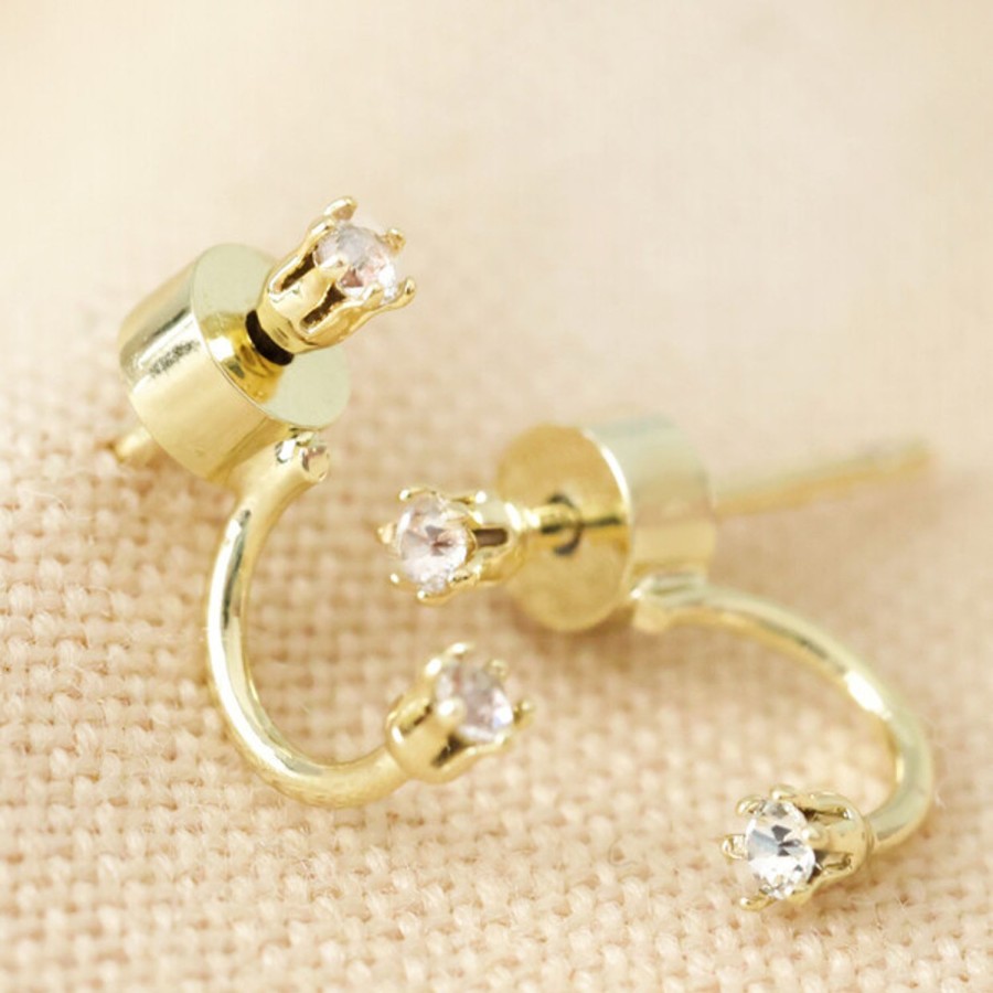 Women Lisa Angel Earrings | Swarovski Earrings In Gold With Silver Posts