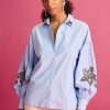 Women Pom Amsterdam Tops | Maxime Blouse-Ice Blue