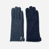 Women Doodie Stark Gloves | Lightning Bolt Trim Detail Gloves-Navy Blue Silver