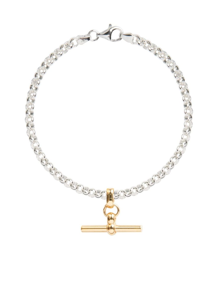 Women Tilly Sveaas Bracelets | Silver Belcher Bracelet With Gold T-Bar