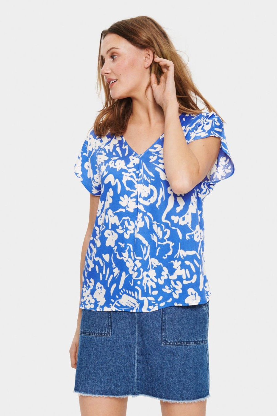 Women Saint Tropez Tops | Maddin Top-Dazzling Blue Art