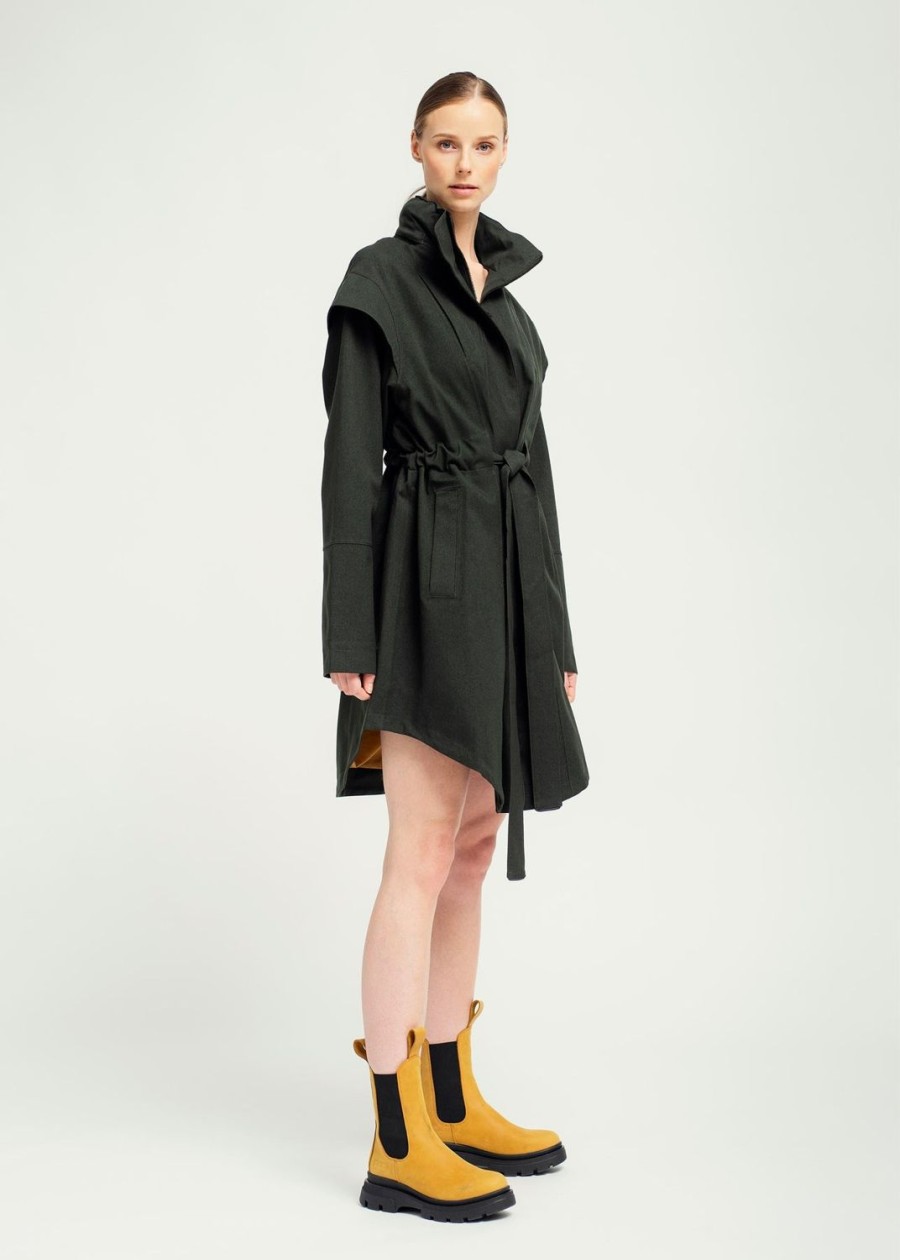 Women Doodie Stark Coats | Monsun Coat-Dark Green