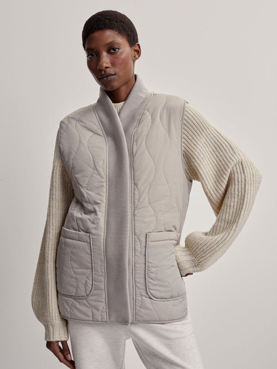 Women Varley Coats | Covey Reversible Gilet-Dove/Sandshell