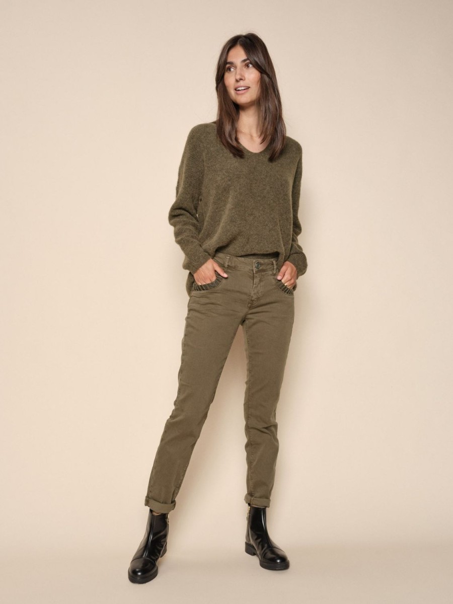 Women Mos Mosh Jeans | Naomi Colour Glow Cropped Pant-Capers Green