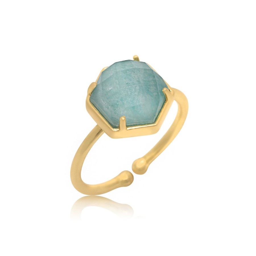 Women Azuni Rings | Hexagon Doublet Ring-Amazonite