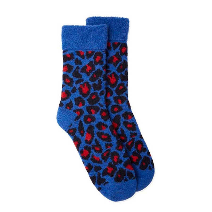 Women Somerville Socks | Slipper Socks Leopard-Blue/Navy/Red