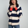 Women Nooki Knitwear | Maxine Knitted Stripe Jumper-Navy Mix