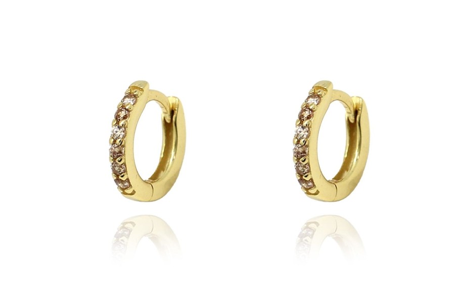 Women Boho Betty Earrings | Reddy Champagne Cz Gold Huggies