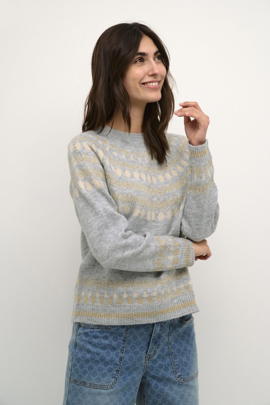 Women Culture Knitwear | Thurid Pullover-Light Grey Melange