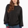 Women Doodie Stark Knitwear | Balloon Sleeve Jumper With Striped Cuff-Black